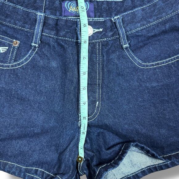 Y2K Angels Denim Shorts Women’s Sz 9 Dark Wash Mid Rise Vintage Cut Off 2000s - Picture 9 of 10